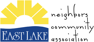 ELNCA rising sun logo with text that says: East Lake neighbors community association